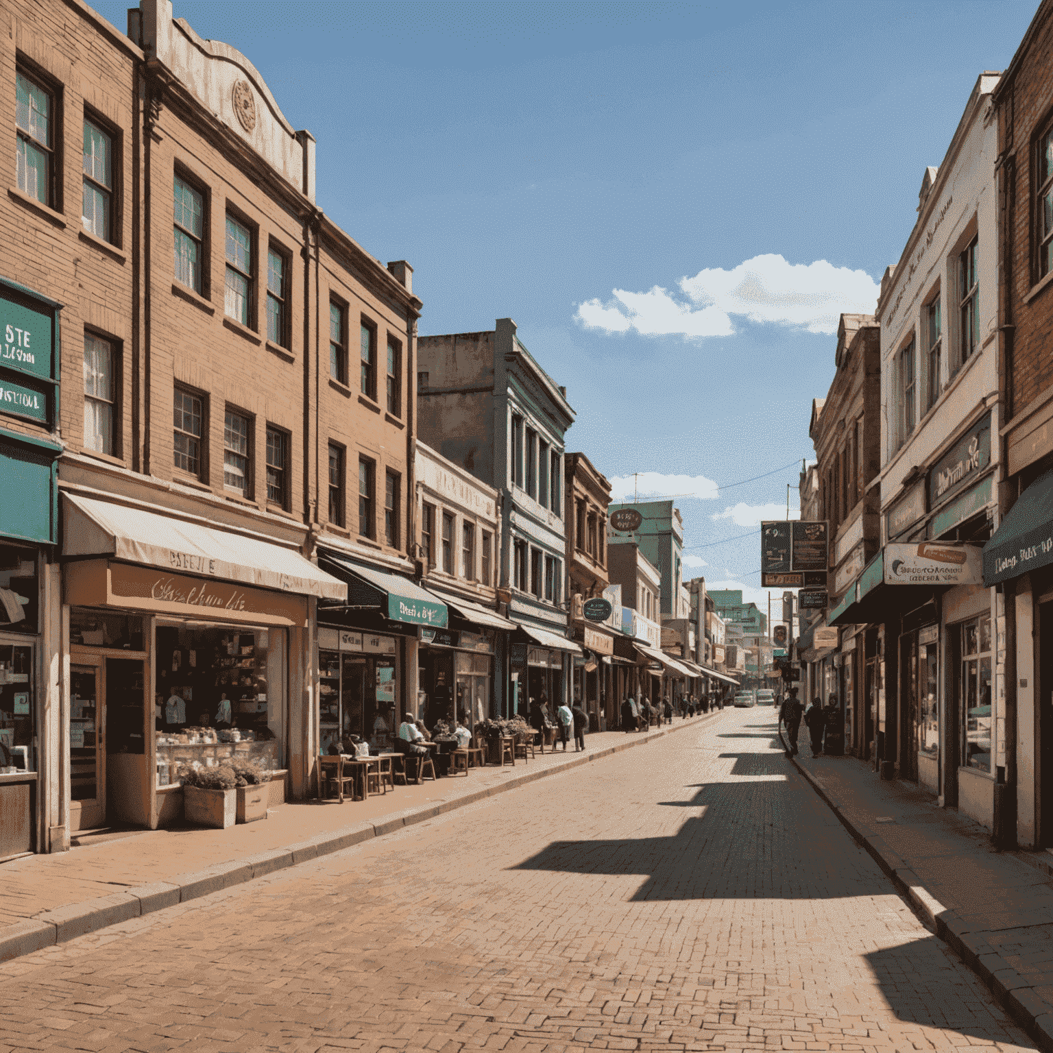 A South African cityscape with small business storefronts, symbolizing the SME landscape in SA