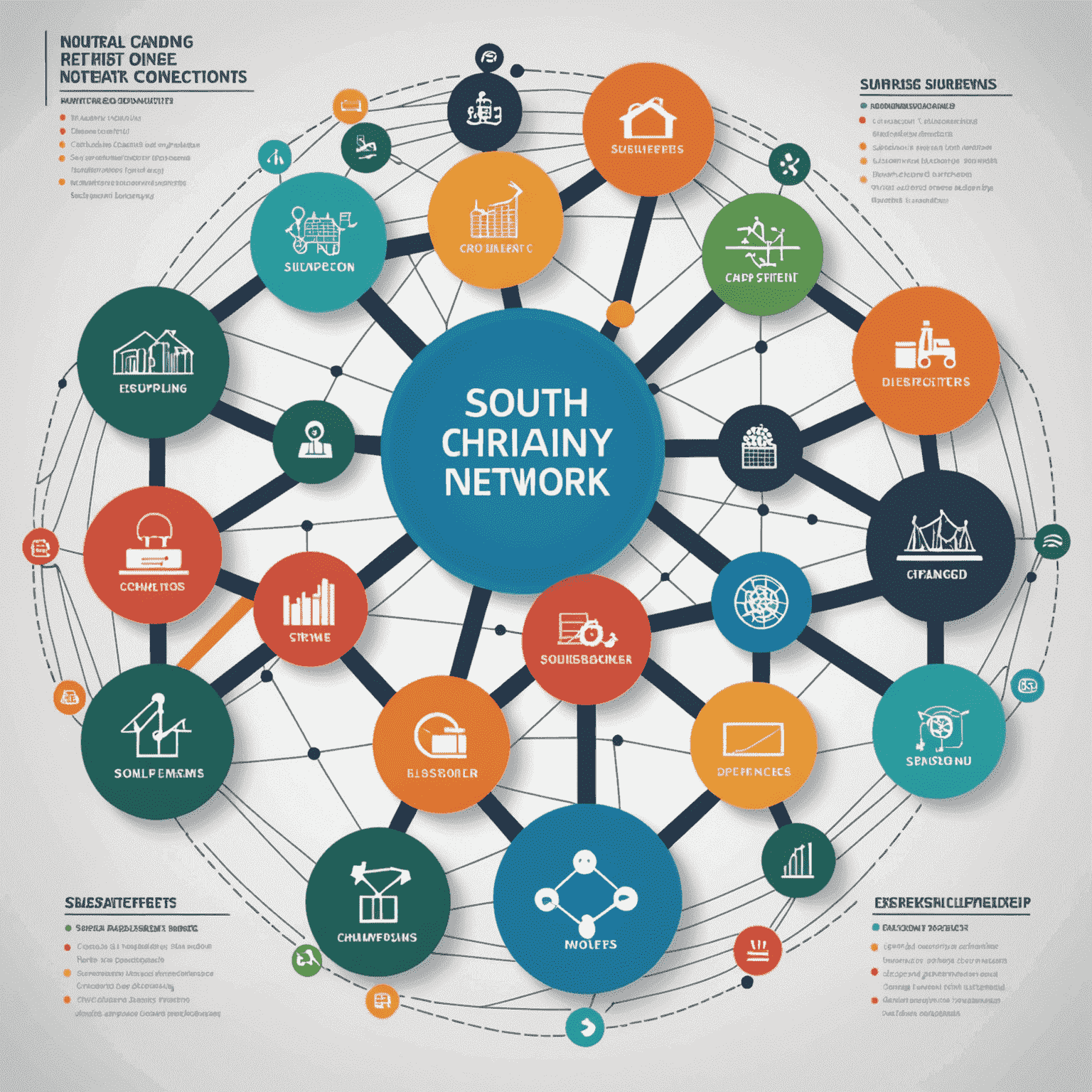 Diagram showing a resilient supply chain network with multiple nodes and connections, representing South African SMEs and their suppliers